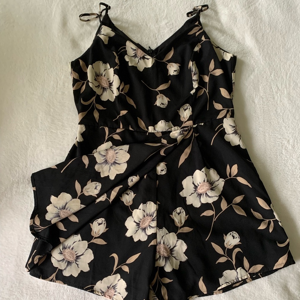 Lulu’s “Magical Meadow Black Floral Print Skort Dress”